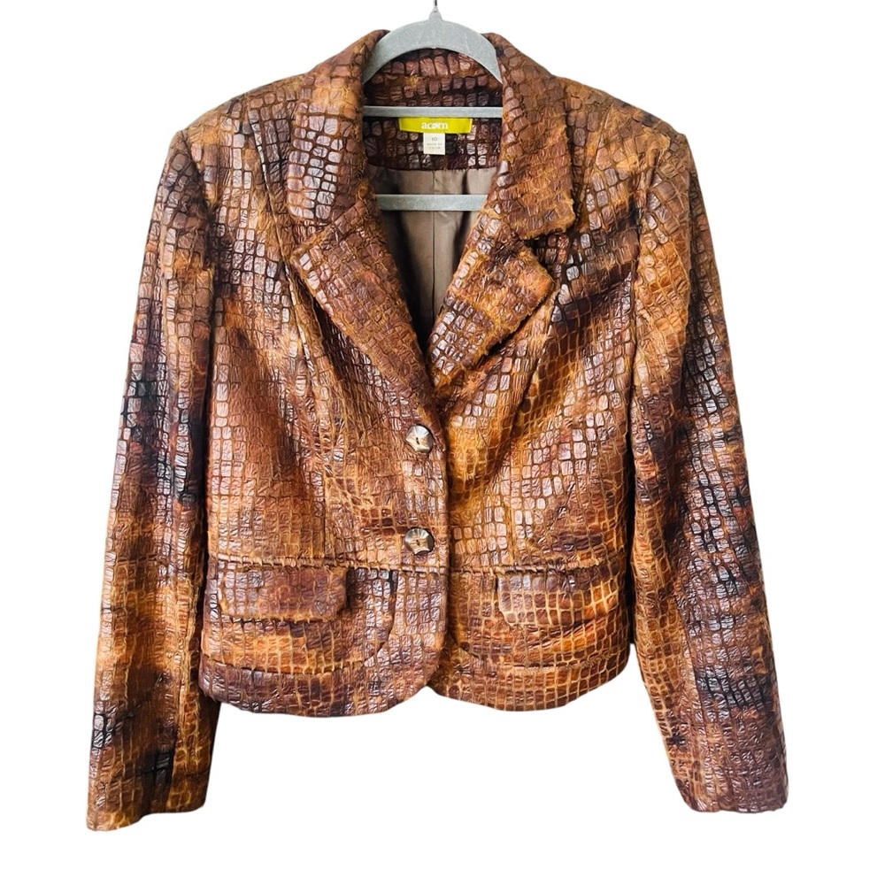 Acorn Brown Crocodile Pattern Women's Blazer